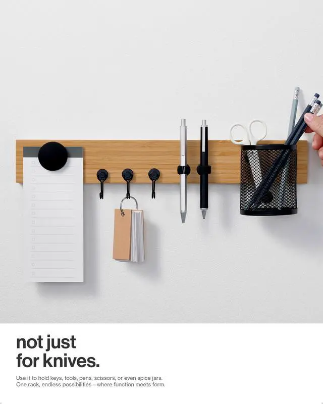 Alt view image 6 of 6 - Magnetic Knife Holder for Wall, 16 - Powerful Knife Magnetic Strip | for Knives, Utensils and Tools - Not Compatible with Refrigerators - 100% Solid Bamboo