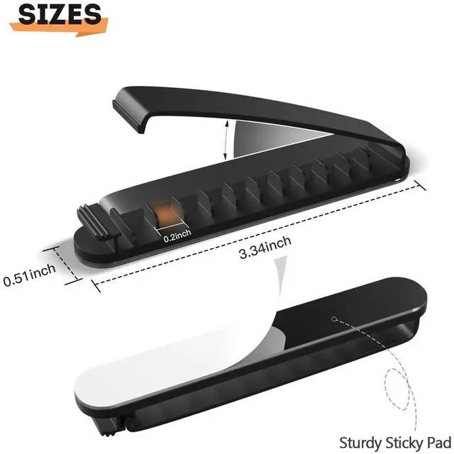 Alt view image 3 of 6 - Cable Clips, 3 Pack Cord Organizer Charger Cable Management for Organizing Home Office Desk Phone Car Wire, Self Adhesive Cord Holders (Black)