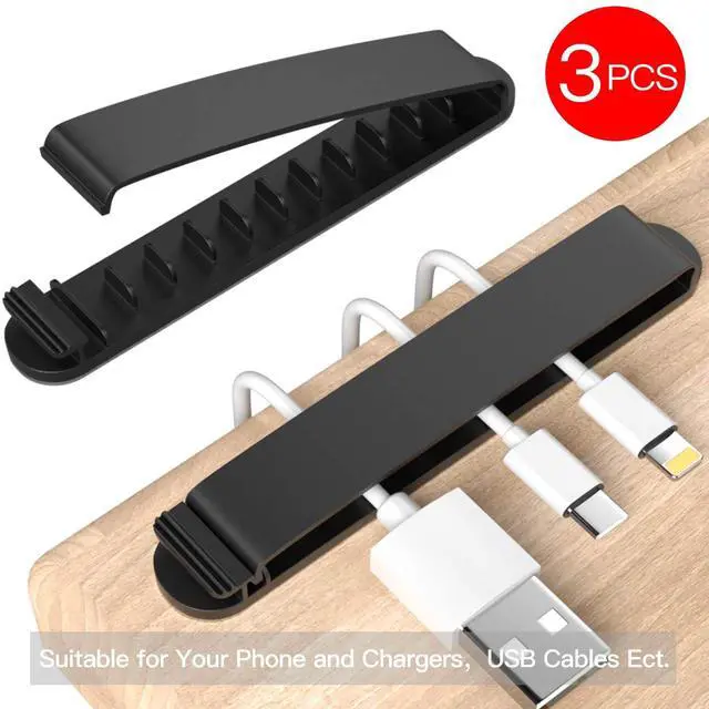 Alt view image 2 of 6 - Cable Clips, 3 Pack Cord Organizer Charger Cable Management for Organizing Home Office Desk Phone Car Wire, Self Adhesive Cord Holders (Black)