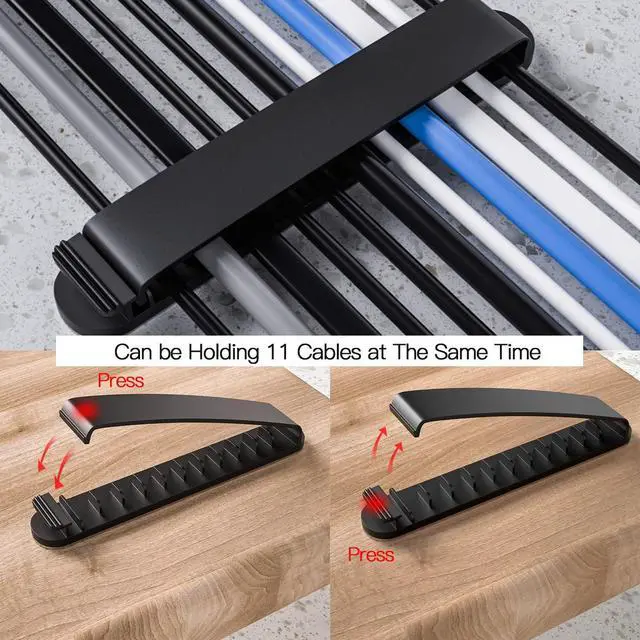 Alt view image 4 of 6 - Cable Clips, 3 Pack Cord Organizer Charger Cable Management for Organizing Home Office Desk Phone Car Wire, Self Adhesive Cord Holders (Black)