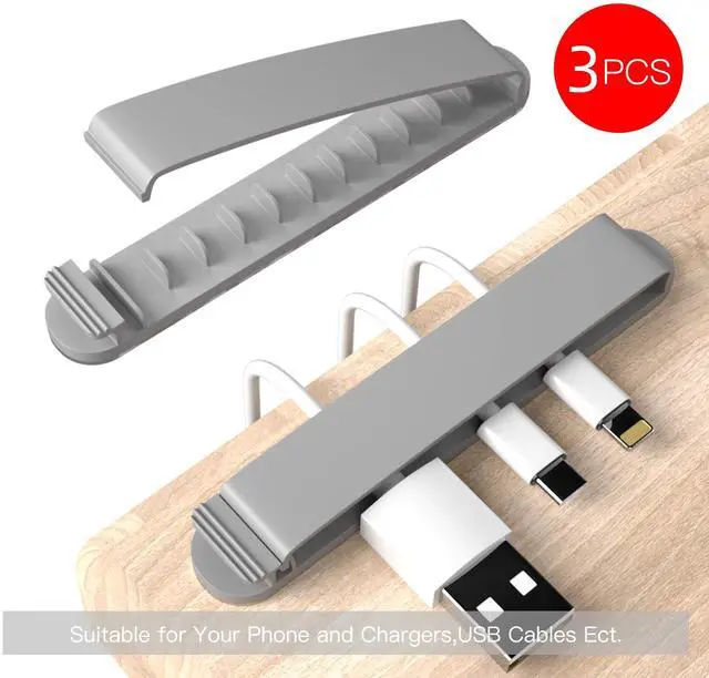 Alt view image 2 of 6 - Cable Clips, 3 Pack Cord Organizer Charger Cable Management for Organizing Home Office Desk Phone Car Cable Wire, Self Adhesive Cord Holders (Gray)