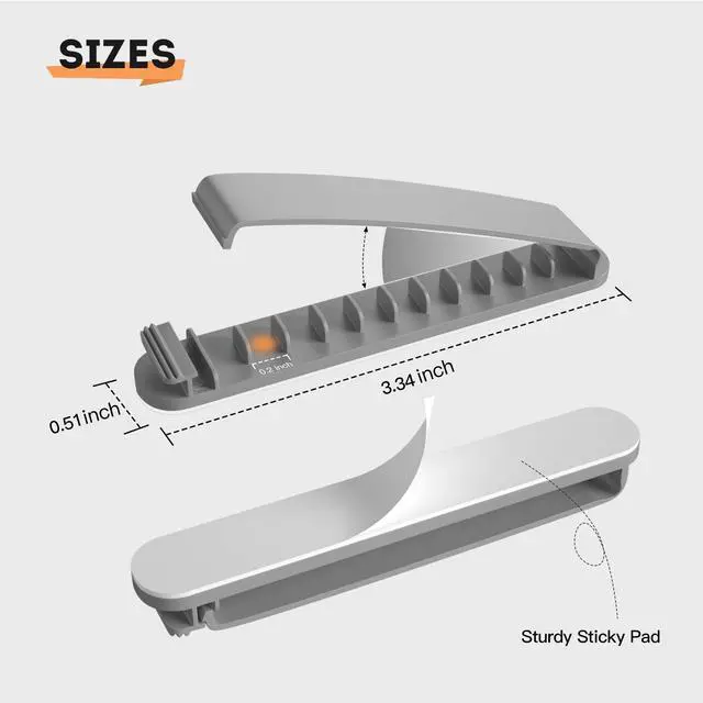 Alt view image 3 of 6 - Cable Clips, 3 Pack Cord Organizer Charger Cable Management for Organizing Home Office Desk Phone Car Cable Wire, Self Adhesive Cord Holders (Gray)
