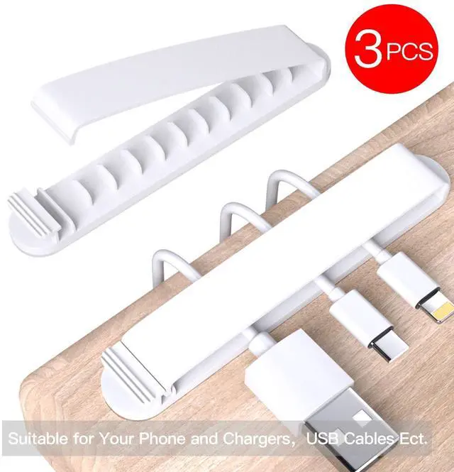 Alt view image 2 of 6 - Cable Clips, 3 Pack Cord Organizer Charger Cable Management for Organizing Home Office Desk Phone Car Cable Wire, Self Adhesive Cord Holders (White)