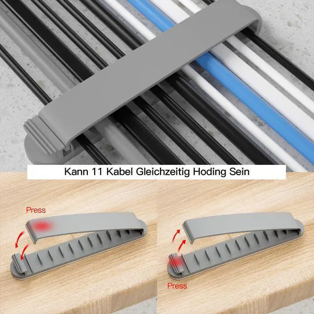 Alt view image 4 of 6 - Cable Clips, 3 Pack Cord Organizer Charger Cable Management for Organizing Home Office Desk Phone Car Cable Wire, Self Adhesive Cord Holders (Gray)