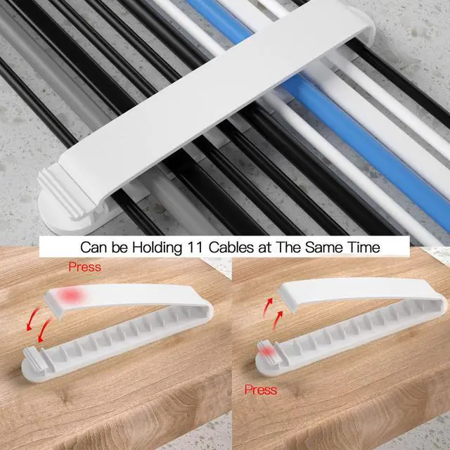 Alt view image 4 of 6 - Cable Clips, 3 Pack Cord Organizer Charger Cable Management for Organizing Home Office Desk Phone Car Cable Wire, Self Adhesive Cord Holders (White)