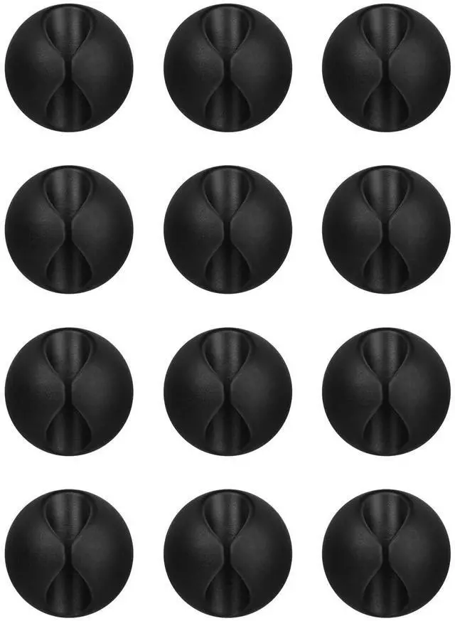 Main image of Cord Holder Cable Holder, 12PCS Black Adhesive Cable Clips Cord Organizer Charger Holder Wire Management Keeper for Nightstand, Office, Desk or Mouse
