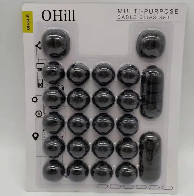 Alt view image 7 of 7 - Desk Cable Management Cord Organizer, 24 Pack Black Self Adhesive Cord Holder Cable Clips, Ideal Cable Organizer Wire Keeper for Desk, Nightstand, Phone Charger, Computer, Home, Office, Car