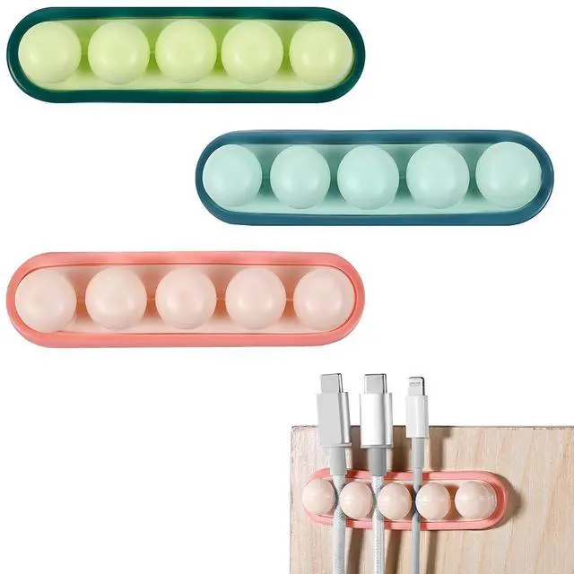 Main image of 3Pcs Pea Cable Clips USB Cable Organizer Charging Cord Holder Wire Management Self-Adhesive Desk Cord Organizer Colorful Phone USB Charger Cute Cord Clip for Car Office Workbench Bedside Nightstand PC