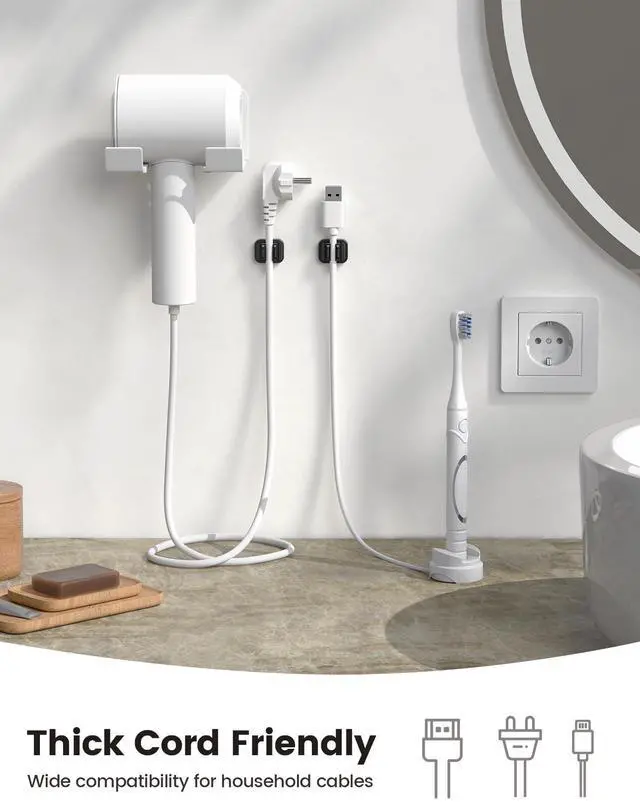 Alt view image 5 of 7 - 5Pack Cable Spring Holder Clips, Cord Organizer for Desk - Lamicall Adjustable Cord Wire Holder Keeper, Phone Charger Organizer Clips, Wire Cable Management for Nightstand Wall Car Office Desktop
