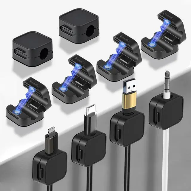 Main image of 10 Pack Desk Cable Strong Adhesive Management ClipsOrganize Phone Charging Magnetic Cable Wire Holder, Easy to Open, for Desk, Wall, Office, Car,Nightstand(Black)