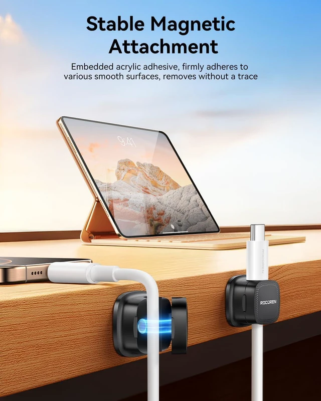 Alt view image 3 of 6 - 18Pack Magnetic 1sLock Adhesive Cable Clips Cord Organizer Black Desk Cable Accessory, Wire Holder Keeper for Phone Charger Wire, Nightstand, Car, Office & Desktop