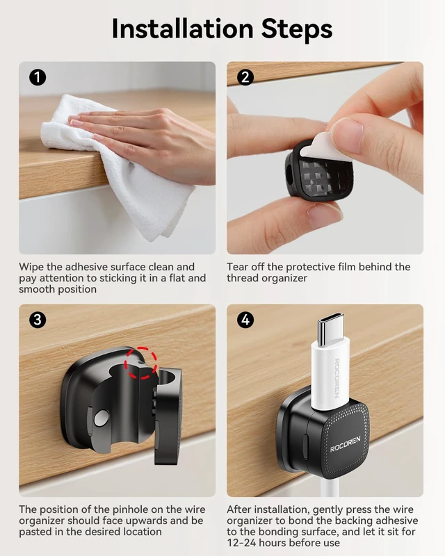 Alt view image 6 of 6 - 18Pack Magnetic 1sLock Adhesive Cable Clips Cord Organizer Black Desk Cable Accessory, Wire Holder Keeper for Phone Charger Wire, Nightstand, Car, Office & Desktop