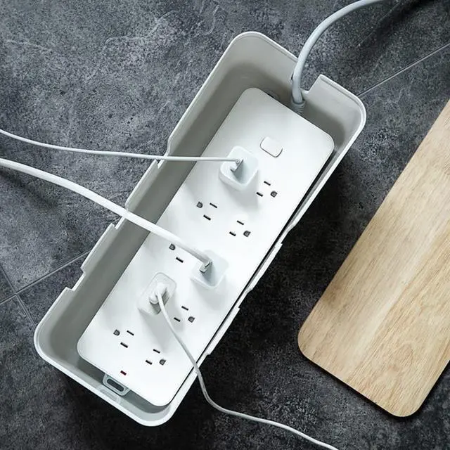 Alt view image 7 of 7 - Cable Management Box by Baskiss, 12x5x4.5 inches, Wood Lid, Wire Organizer for Desk TV Computer USB Hub System to Cover and Hide & Power Strips & Cords