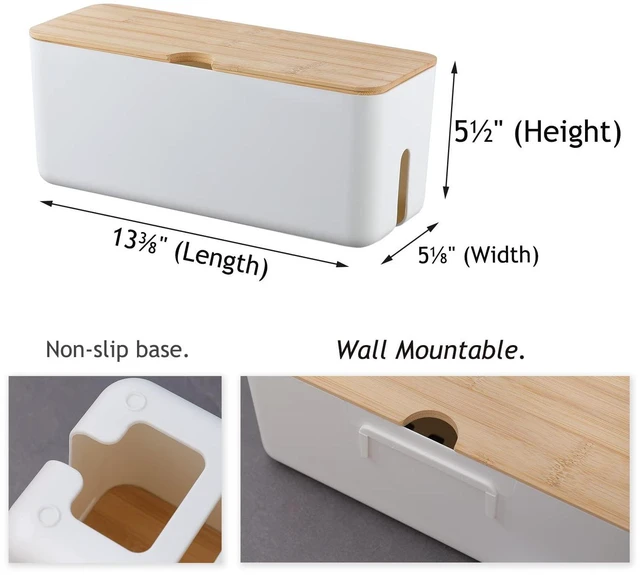 Alt view image 4 of 6 - Wall Mount Cable Management Box LargeCable Organizer Box for Extension Cord Power Stripe Surge Protector Wire Management Concealer Organizer Cover Hider for Desktop (Large, White)
