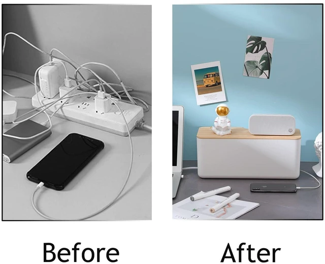 Alt view image 3 of 6 - Wall Mount Cable Management Box LargeCable Organizer Box for Extension Cord Power Stripe Surge Protector Wire Management Concealer Organizer Cover Hider for Desktop (Large, White)