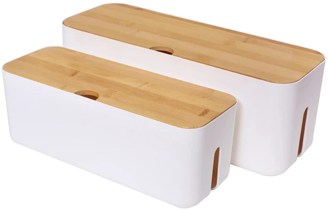 Main image of Cable Management Box Set Cable Organizer Boxes for Extension Cord Power Stripe Surge Protector Wire Management Organizer Cover Hider for Desk Home Office Kitchen (Small & Large White)