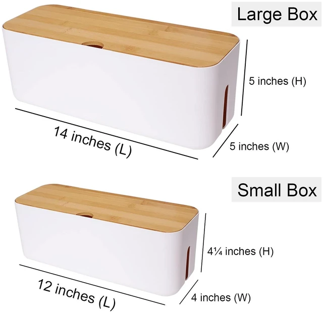 Alt view image 3 of 7 - Cable Management Box Set Cable Organizer Boxes for Extension Cord Power Stripe Surge Protector Wire Management Organizer Cover Hider for Desk Home Office Kitchen (Small & Large White)