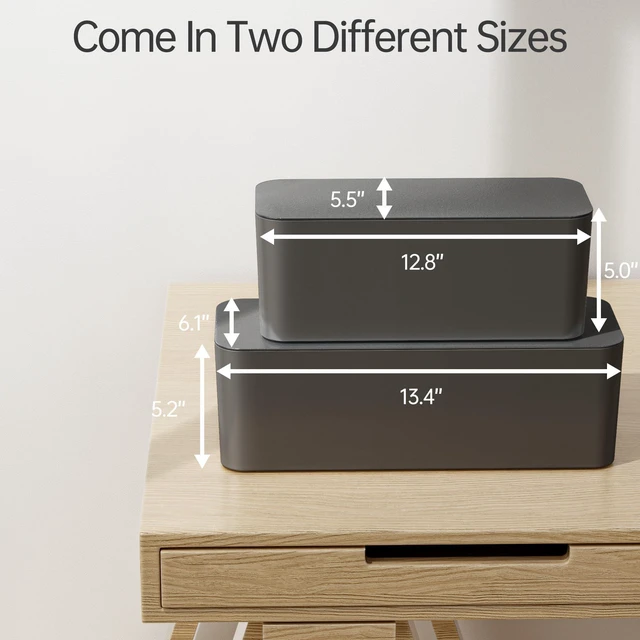 Alt view image 2 of 6 - 2 Pack Cable Management Box, Pet Friendly Cable Box Organizer for Home & Office, Child-Proof Floor Cord Cover, Cord Management and Cord Hider, Black