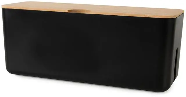 Main image of Wall Mount Cable Management Box Large Cable Organizer Box for Extension Cord Power Stripe Surge Protector Wire Management Concealer Organizer Cover Hider for Desktop (Large, Black)