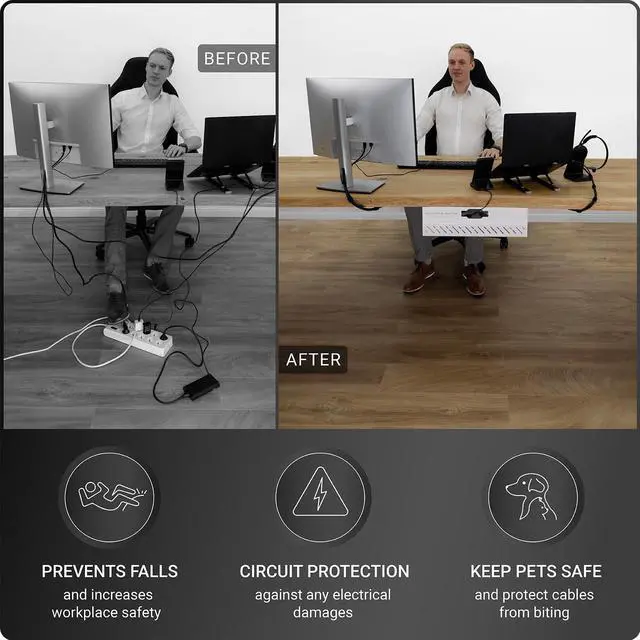 Alt view image 5 of 7 - Under Desk Cable Management Tray no Drill Wire Management - Cord Organizer Huge Load Capacity Under Desk Cable Tray no Drill (White, 1 Piece Set)