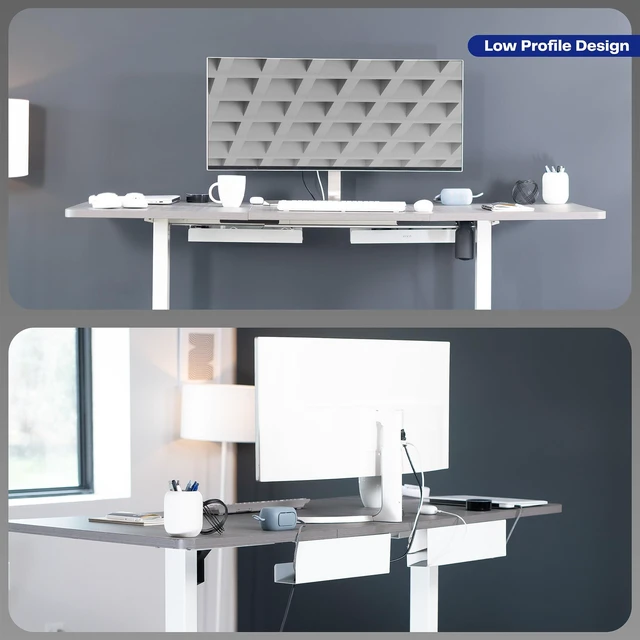 Alt view image 7 of 7 - 2 Pack White 17 inch Under Desk Cable Management Tray, DESK-AC06-2CW Set of 2, Low Profile Power Strip Holder, Cord Organizer, Wire Tamer Steel Cable Rack for Office and Home, Holds 11 lbs each