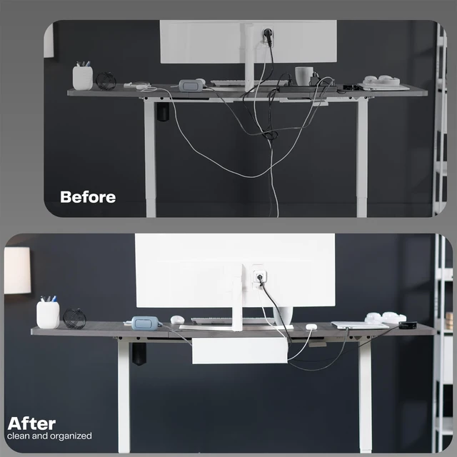 Alt view image 4 of 7 - White 17 inch Under Desk Cable Management Tray, DESK-AC06-1CW Low Profile Power Strip Holder, Cord Organizer, Wire Tamer Steel Cable Rack for Office and Home, Holds 11 lbs