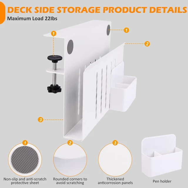 Alt view image 5 of 7 - Desk Side Storage, Under Desk Laptop Mount, Table Side Hanging File Organizer, No Drill Clamp On Cable Management Tray, Laptop Holder with Magnetic Pen Holder for Office and Home