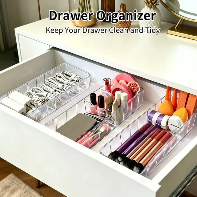 Alt view image 2 of 7 - 2 Pack Cable Organizer Box with Lid - Stackable Charger Cord Storage Organizer with 20 Wire Ties - Adjustable Compartments Phone Cables Wire Management Box for Drawer Desk Office Home Accessories