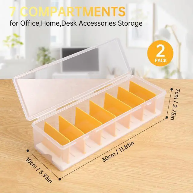 Alt view image 7 of 7 - 2 Pack Clear Cable Organizer Box with Lid, Plastic Charger Cable Cord Storage Organizer, Office Desk Organizers, Multifunctional Accessories Storage for Home Drawer Office, Stackable
