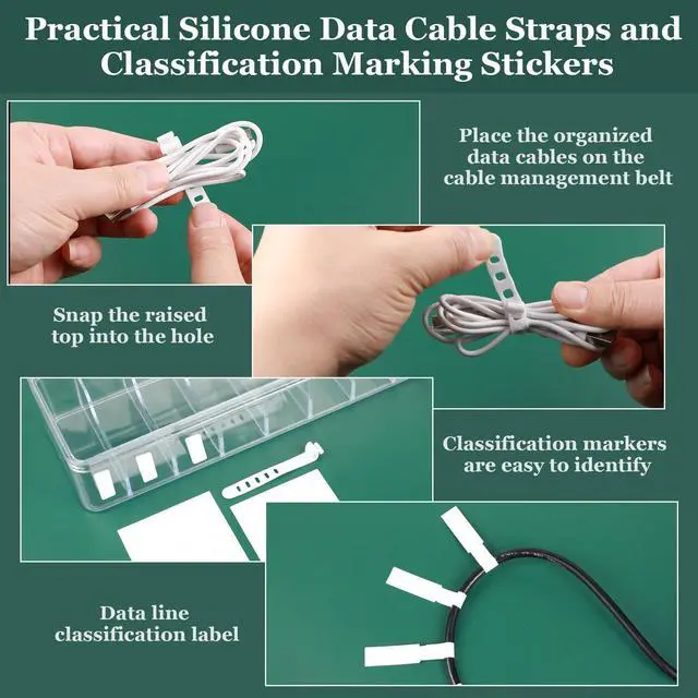 Alt view image 4 of 7 - Cable Organizer Box with Lid, 3 Pcs Clear Cord Storage Organizer with 30 Cable Ties 62 Cable Labels, Charger Organizer for Office Desk Drawer Organizers and Accessories