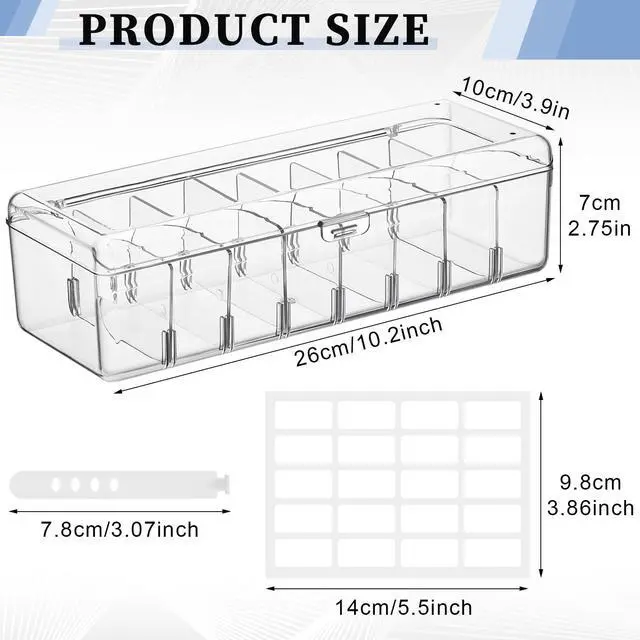 Alt view image 2 of 6 - 2 Pcs Cable Cord Organizer Box Clear Plastic with Lid Desk Storage | 20 Wire Ties 2 Stickers, Cable Organizer for Home Office Desk, Cord Container for Chargers Adapters Wire Management
