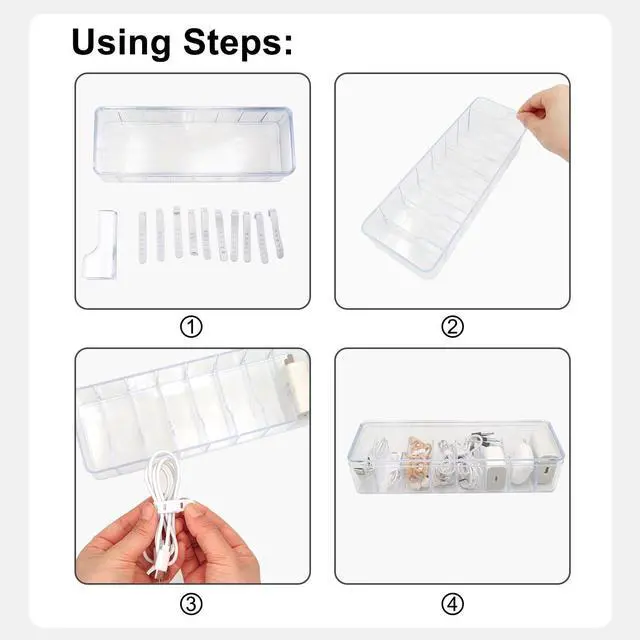 Alt view image 3 of 7 - 2 Pack Cable Organizer Box with Wire Ties Plastic Cord Storage Box with Lid for Home Office Organizers Storage Accessories