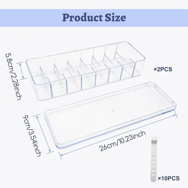 Alt view image 2 of 7 - 2 Pack Cable Organizer Box with Wire Ties Plastic Cord Storage Box with Lid for Home Office Organizers Storage Accessories