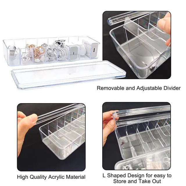 Alt view image 4 of 7 - 2 Pack Cable Organizer Box with Wire Ties Plastic Cord Storage Box with Lid for Home Office Organizers Storage Accessories