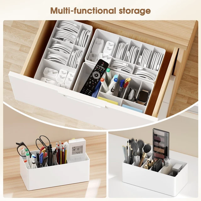 Alt view image 5 of 7 - Charger Cable Cord Storage Organizer Easy storage without ties charger cable organizer Cable Management Boxes - 1 Pack white