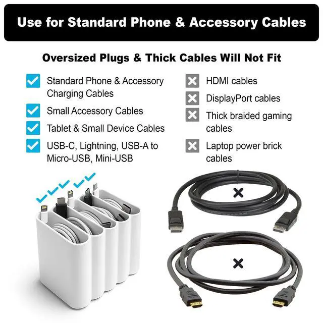 Alt view image 5 of 7 - Cable Management Organizer Cord Management, Multiple Slots for Home, Office, Desk, Workshop, Durable Plastic Connectable Cable Organizer, Tangle-Free, Expandable Storage, White