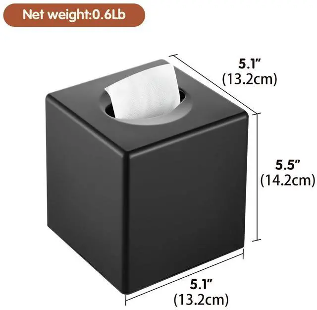 Alt view image 3 of 7 - Tissue Box Cover, Modern Decorative Square Facial Storage Tissue Box Holder, Home Accessories for Bathroom Vanity Countertops, Dressers, Night Stand, Parlors and Office - Matte Black