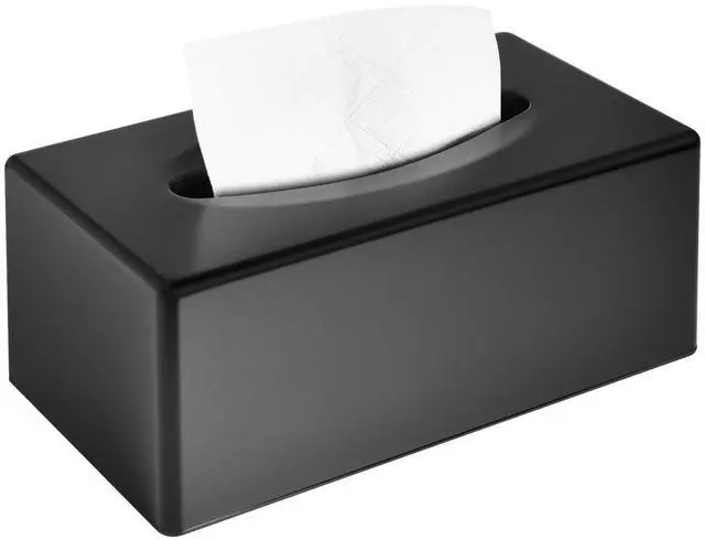Main image of Tissue Box Cover, Rectangle Facial Tissue Holder with Bottom, Decorative Storage Organizer Box for Bathroom Vanity, Countertops, Dressers, Night Stand, Parlors and Offices - Matte Black