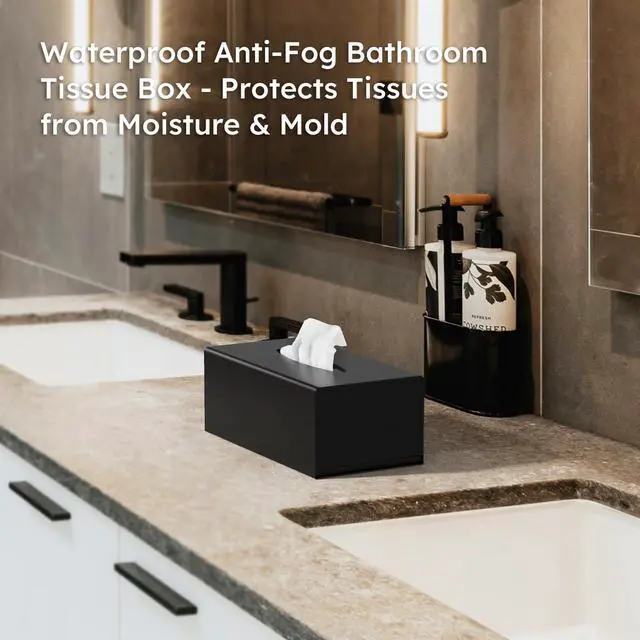 Alt view image 3 of 7 - Matte Black Long Tissue Boxs Covers Holder Rectangular Acrylic Home