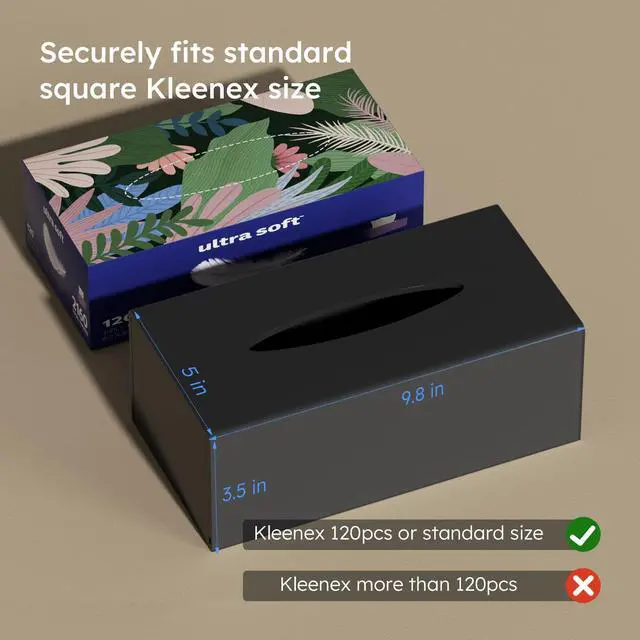 Alt view image 2 of 7 - Matte Black Long Tissue Boxs Covers Holder Rectangular Acrylic Home