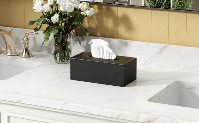 Alt view image 4 of 7 - Matte Black Long Tissue Boxs Covers Holder Rectangular Acrylic Home
