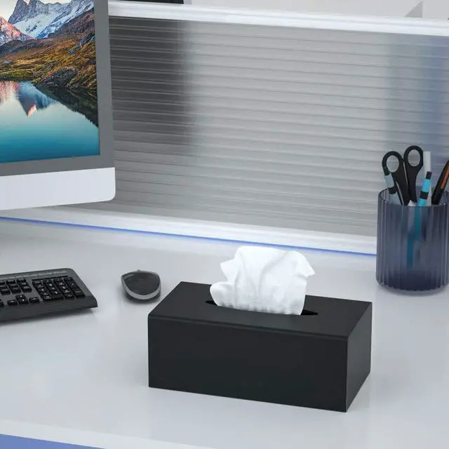Alt view image 6 of 7 - Matte Black Long Tissue Boxs Covers Holder Rectangular Acrylic Home