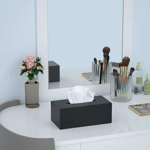Alt view image 5 of 7 - Matte Black Long Tissue Boxs Covers Holder Rectangular Acrylic Home