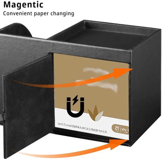 Alt view image 4 of 7 - Leather Square Tissue Box Cover with Storage Tray,Cube Tissue Box Holder,Modern Facial Paper Organizer with Remote Control Holder for Bathroom,Vanity Countertop,End Table NightStand Home Office.Black