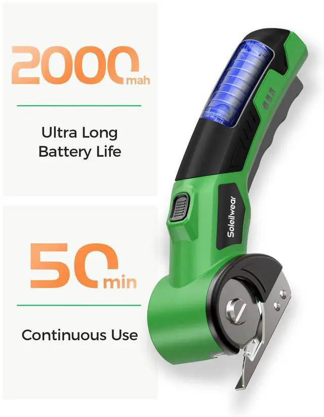 Alt view image 4 of 7 - Cardboard Cutter, Rechargeable Cordless Electric Scissors, 4V Upgrade Motor Electric Box Cutter with 2 Blades, Safety Lock & LED Light, Powerful Cutting for Cardboard Box, Plastic, Leather