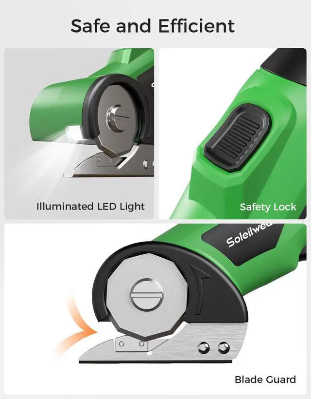 Alt view image 5 of 7 - Cardboard Cutter, Rechargeable Cordless Electric Scissors, 4V Upgrade Motor Electric Box Cutter with 2 Blades, Safety Lock & LED Light, Powerful Cutting for Cardboard Box, Plastic, Leather