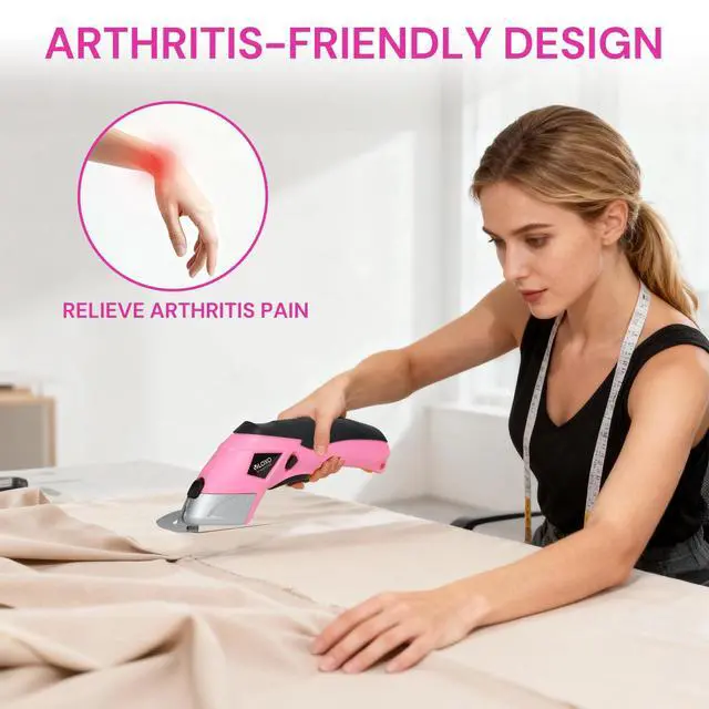 Alt view image 3 of 7 - Cordless Electric Scissors Cardboard Cutter with 2 Type Blades Rechargeable Powerful Shears Cutting Tool for Fabric Electric Box Cutter Leather Felt with Charger & Storage Box-Pink