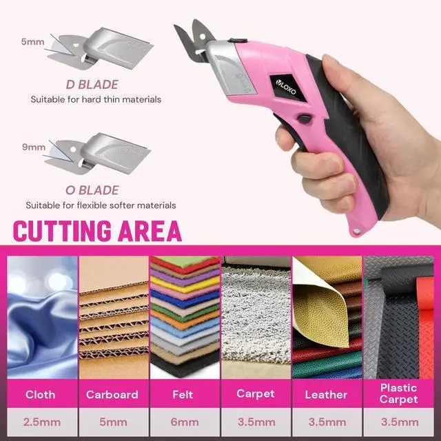 Alt view image 4 of 7 - Cordless Electric Scissors Cardboard Cutter with 2 Type Blades Rechargeable Powerful Shears Cutting Tool for Fabric Electric Box Cutter Leather Felt with Charger & Storage Box-Pink