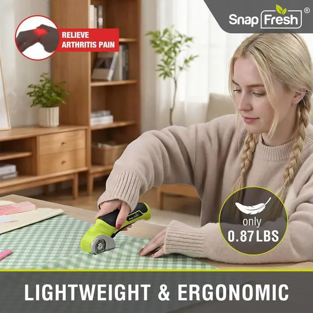 Alt view image 4 of 7 - Cordless Electric Scissors, 4V Electric Mini Box Cutter, Carpet & Cardboard Cutter Tool with a Replacement Blade/Charger, Rotary Cutter for Cardboard Packages Leather Plastic Green