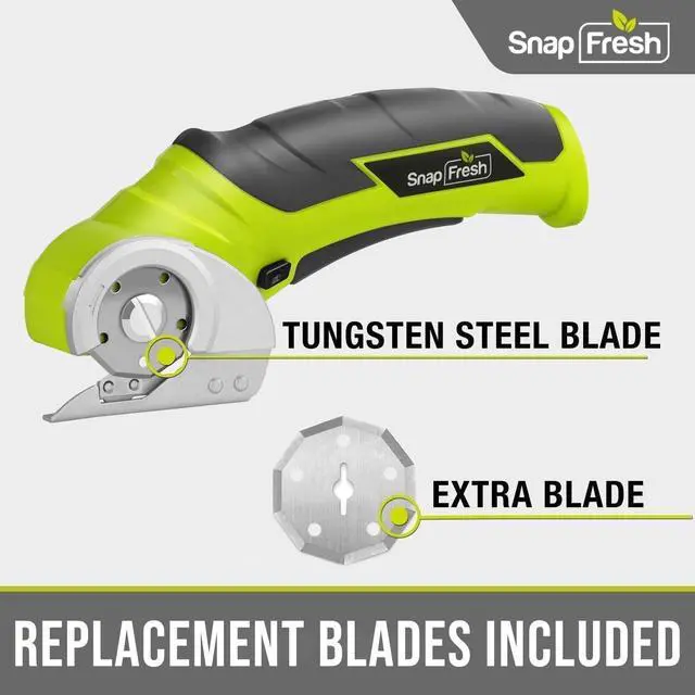 Alt view image 2 of 7 - Cordless Electric Scissors, 4V Electric Mini Box Cutter, Carpet & Cardboard Cutter Tool with a Replacement Blade/Charger, Rotary Cutter for Cardboard Packages Leather Plastic Green
